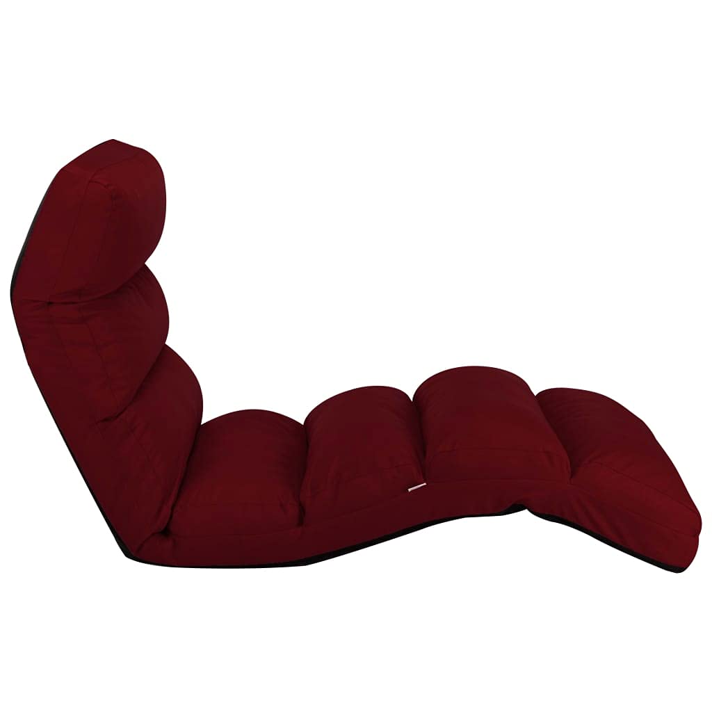 Silla de suelo ajustable plegable de piel sintética – Tumbona plegable de suelo rojo vino como cama compacta para interior y exterior