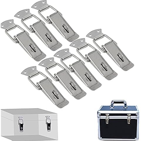 Stainless Steel Latch Stainless Steel Spring Loaded Toggle Stainless Steel Clasp Hasp Clamp Clip Spring Loaded Catch Clamp Clips for Door Window Furniture Hardware, 8 Pack Cover