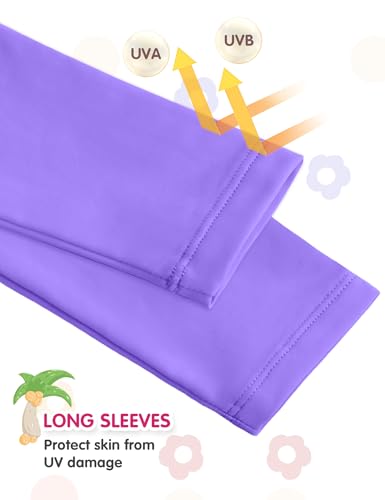 Image of Girls Rash Guard Swimsuit Two Piece Long Sleeve Bathing Suits