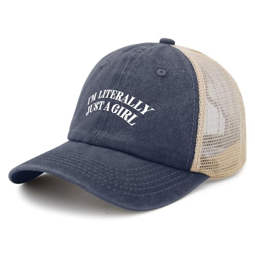 I'm Literally Just A Girl Trucker Hat Women Funny Mesh Baseball Cap for Summer2