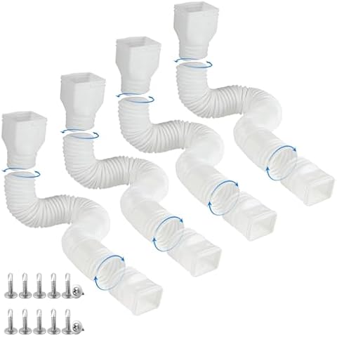 plusgutter 4 Pack Rain Gutter Downspout Extensions Flexible, Drain Downspout Extender,Down Spout Drain Extender, Gutter Connector Rainwater Drainage,Extendable from 21 to 68 Inches(White) Cover