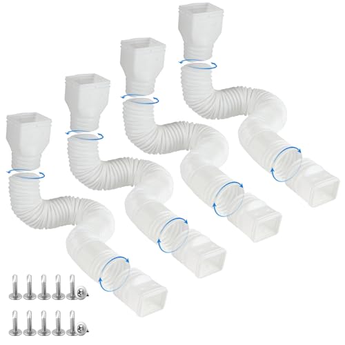 plusgutter 4 Pack Rain Gutter Downspout Extensions Flexible, Drain Downspout Extender,Down Spout Drain Extender, Gutter Connector Rainwater Drainage,Extendable from 21 to 68 Inches(White) by plusgutter - Used condition - US$45.07