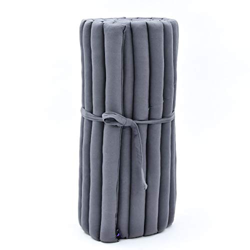 Image of Leewadee - Foldable Floor Mattress - Japanese Roll Up Futon -Trifold Tatami Mat- Guest Floor Bed - Camping Mattress - Thai Massage Mat, Kapok Filled, 75 x 28 inches, Anthracite