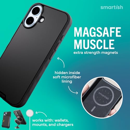 Smartish® iPhone 17 MagSafe Case - Gripmunk Magnetic Slim Case [Lightweight + Protective] Thin Grip Cover with Microfiber Lining for Apple iPhone 17 - Black Tie Affair by Smartish - Image 2