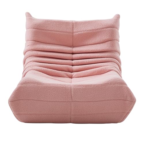 Togo, vloerbank, luie, bank met rugleuning, enkele bank, puff stoel, meditatiestoel met rugleuning, zitzak voor woonkamer, slaapkamer, kantoor, leesstoel, bank, zitzak (roze)