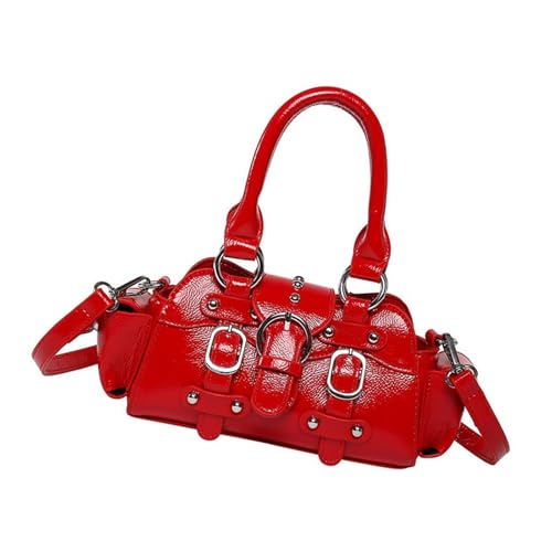 Sac à bandoulière punk en cuir PU noir chic et robuste pour femme