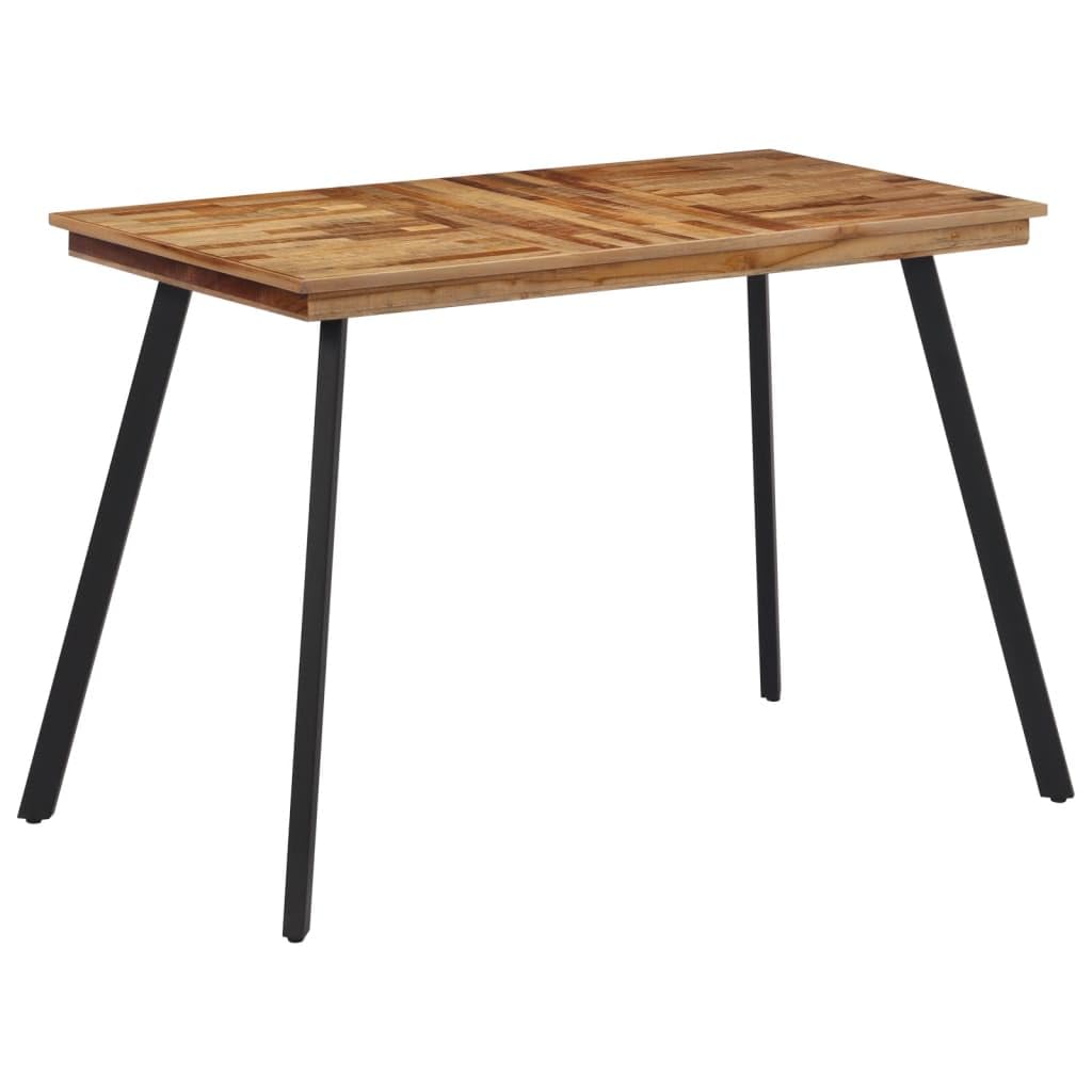 Mesa de madera maciza de teca y hierro con acabado liso de alta calidad para comedor