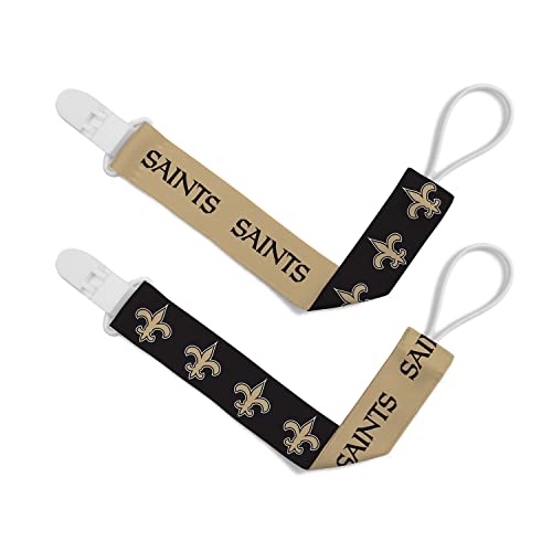 Image of BabyFanatic Officially Licensed Unisex Pacifier Clip 2-Pack - NFL New Orleans Saints - Officially Licensed Baby Apparel