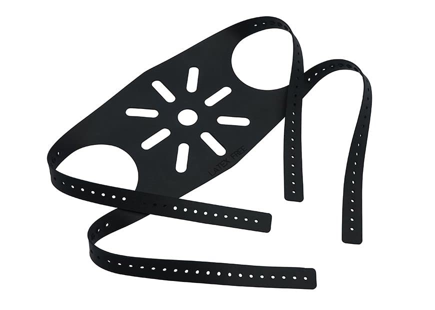 Masque anesthésie harnais de tête 4 queues en caoutchouc silicone noir