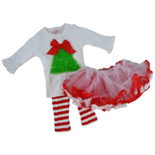 Mud Pie Santa Baby Holiday Tutu Set, Red/White/Green, 0-6 Months