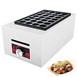 Máquina Takoyaki a Gas Comercial, Parrilla de Bolas de Pescado 28/56 Huecos con Placa Antiadherente 40 mm, Acero Inoxidable con Control Independiente para Puestos de Comida Callejera 28-holes