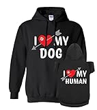 Apparelyn Cute I Heart My Dog I Heart My Human Matching Pet and Owner Hoodie Sweatshirt Set Black