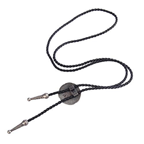 Image of Western Black Bolo Tie for Men and Women,Native American Leather Bolo Tie String