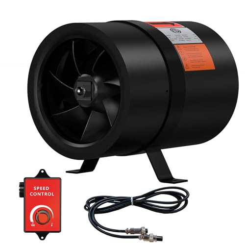 FICBXRA 6 Inch Inline Duct Fan with Speed Controller - EC Motor Ventilation Exhaust Fan for Heating Cooling Booster, Grow Tents, Hydroponics, NSK/SKF bearings, ETL Listed