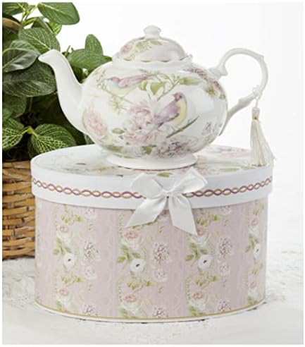 Delton Porcelain Tea Pot, Rose Bird, 9.50-inch Length Delton Porcelain Tea Pot, Rose Bird, 9.50-inch Length