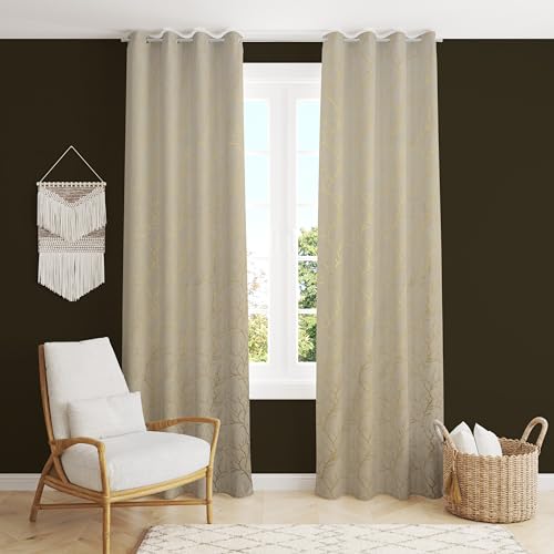Image of Homefab India Velvet Curtain Room Darkening - Long Door 8 feet, Pack of 1 Panel, Cream