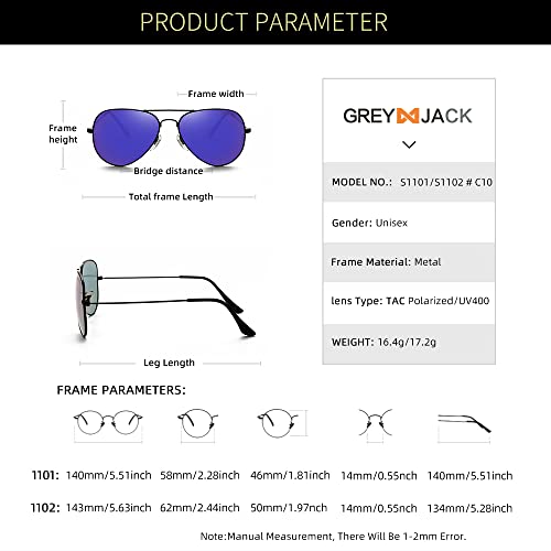 Image of grey jack Polarized Aviator Sunglasses lightweight Stylish Glasses for Men Women UV Protection S110102