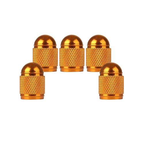 SENZEAL 5 Piezas Tapas de Válvula de Neumático Estilo Bala Tapones Rueda Coche de Aluminio Universal Tapones Valvula Coche para Coches Bicicletas Camiones Motocicletas Oro