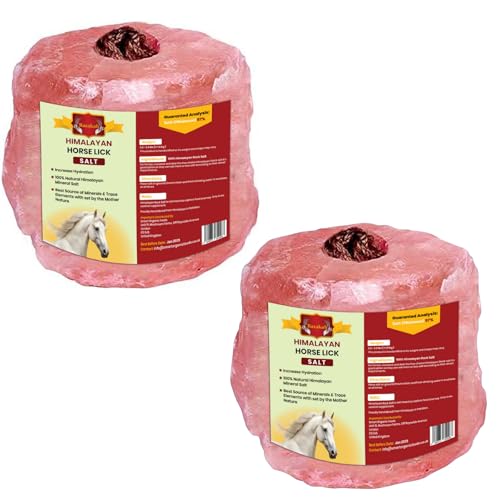 Barakah Himalayan Animal Horse Lick Natural Pink Salt Natural Rock Salt with Hanging Rope Suitable for All Animals Pack of 2 (11.5kg Each) | Product from Pakistan