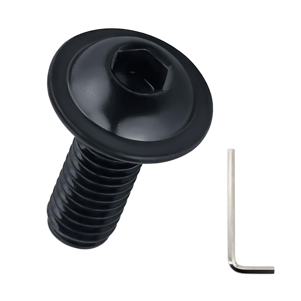 M5-0.8 x 10mm Flanged Button Head Socket Cap Screws (100 pcs), 304 Stainless Steel 18/8, Black Oxide Coated, Allen Hex Drive, Fayeploo (with hex