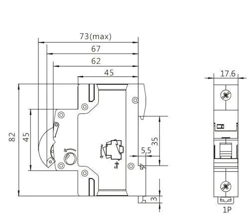 Mini disjoncteur 4 pôles GYM8 de 6A à 63A avec Rail Din et indicateur