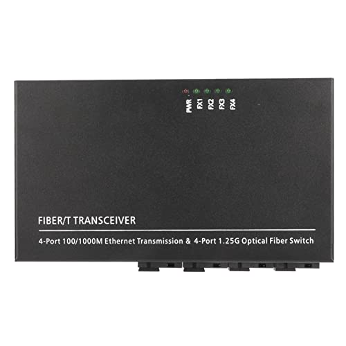 Ciciglow Ethernet Fiber Media Switch, Single Fiber Single Mode Sc Fiber Transceiver, Tx1310Nm Rx1550Nm, 4 Optical Port 4 Electrical Port, 10/100/1000 Mbps #TOP4