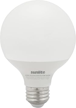Sunlite LED G25 Globe Light Bulb, 6 Watts 60W Equivalent, Standard E26 Base, 500 Lumens, Dimmable, Frosted, 90 CRI, Title-20 Compliant, ETL Listed, 3000K Warm White, 1 Pack