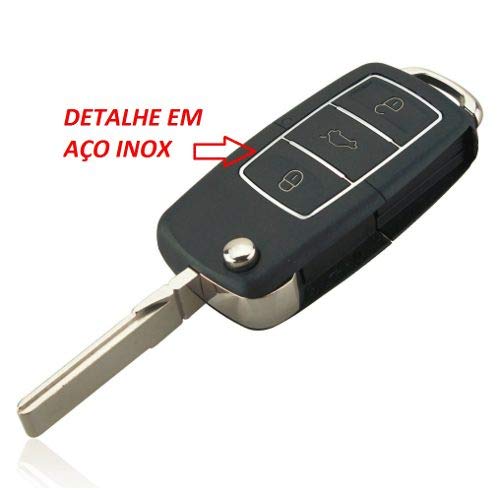 Chave Canivete Volkswagen VW Gol Golf Voyage Polo Fox Saveiro Parati 3B Inox Lamina Emblema