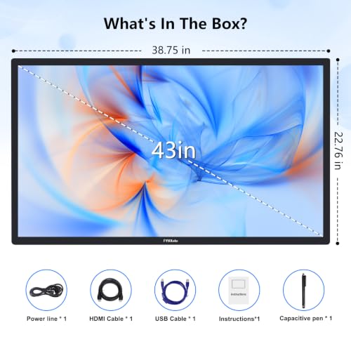 Image of FYHXele 43 Inch Large Touch Screen Monitor for Retail, Office, Industrial