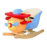 HOMCOM Caballo Balancin Niño Avion Peluche+Musica Cinturon Seguridad Caballito Infantil