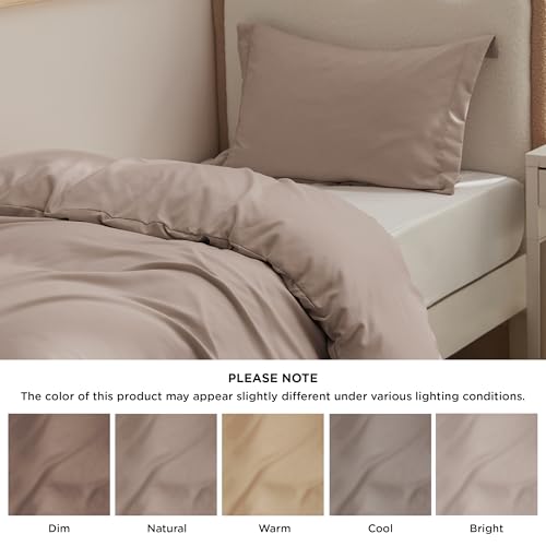 Image of Bedsure Twin /Twin XL Duvet Cover, Double Brushed Bedding Set, Light Khaki | For Kids & Adults, 68 inchx90 inch Comforter Cover, Hotel Luxury, All Season, Breathable, Easy Care, Lightweight, Zipper Closure