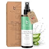 Beauty by Earth After Sun Cooling Aloe Vera Spray - USA Made With Organic Aloe Vera, Fast Absorbing After Sun Care for Sunburn Relief, Skin Cooling Spray, Sunburn Treatment Spray Lotion for Body