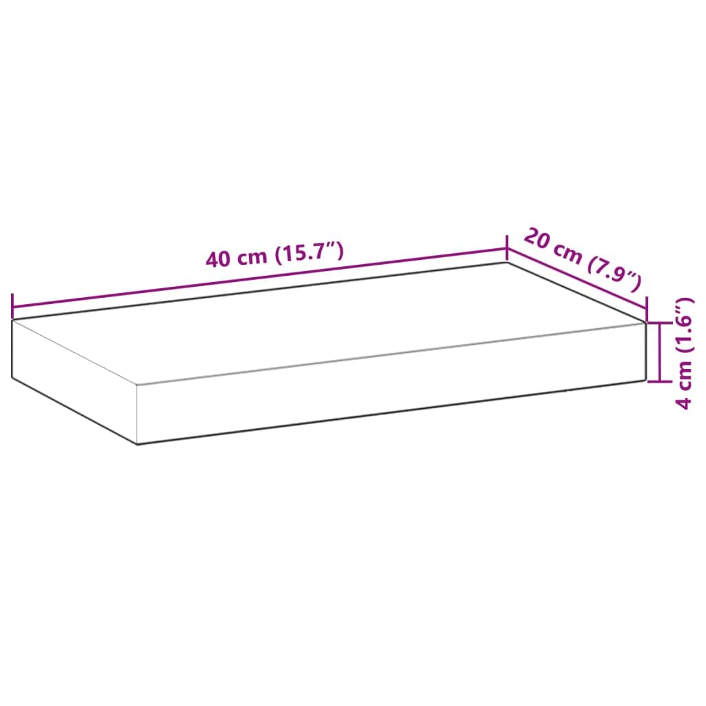 Set di 2 mensole da parete, 40 x 20 x 4 cm, in legno massello di acacia, trattato ad olio, versatile, per soggiorno, cucina, bagno, camera da letto, ufficio, decorazione