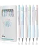 Erasable Pens, 6 Pack Fine Point 0.5mm Black Erasable Gel Pens with 360°Rotating Erasers, Make Mistakes Disappear, Comfort Grip for Drawing, Writing, Planning, and Crossword Puzzles (Black Ink)