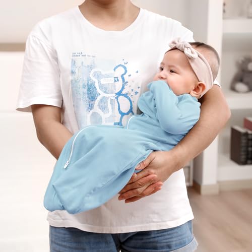 Image of ZIGJOY Swaddle Sleep Sack 3-6 Months, 0.5 Tog Baby Wearable Blanket | Rayon Made From Bamboo, Soft & Cool & High Stretchy. 2-way Zipper for Easy Diaper Changes. Long Sleeves Allow Self-soothing