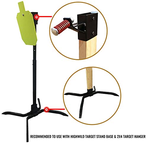 Image of Highwild 2x4 Target Hanger | Target Stand Base | Adjustable Height Steel Post | AR500 Steel Gong Targets Conversion Adapter