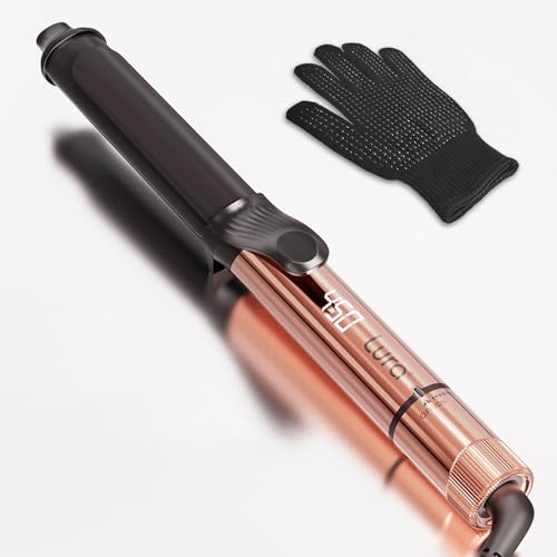 LURA Oval Premium Ceramic 1.25 Inch Curling Iron Professional Curling Wand With Clamp For Long Hair Beach Waves Hair Curler With Bottom Rotary Temp Control Fast Heating Dual Voltage Auto Shut Off