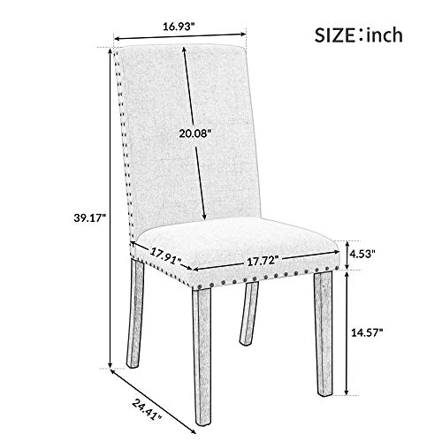 Merax Dining Chairs Set Of 2 Parsons Diner Chair Upholstered Fabric Dining Room Chairs With Copper Nails Kitchen Chairs #TOP1