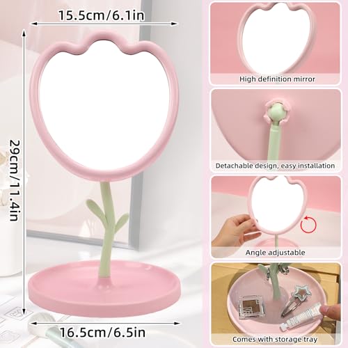 Espejo de Mesa Floral con Bandeja y Ángulo Ajustable miniatura 2