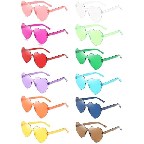 LIULIUBTY Heart Shaped Sunglasses Rimless Colorful Heart Glasses Bachelorette Party Favors (Mixed Colors) Cover