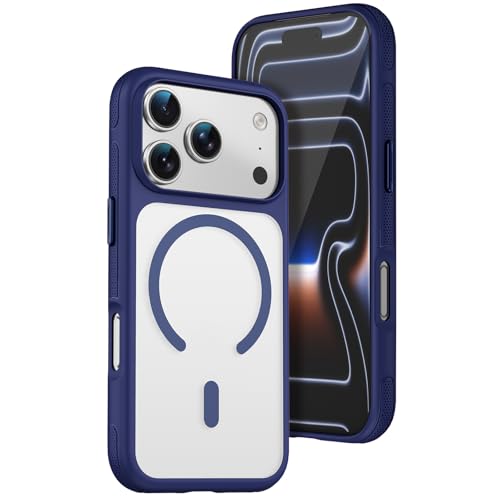 Coque Magsafe iPhone 17 Pro antichoc bleu KZ dos translucide