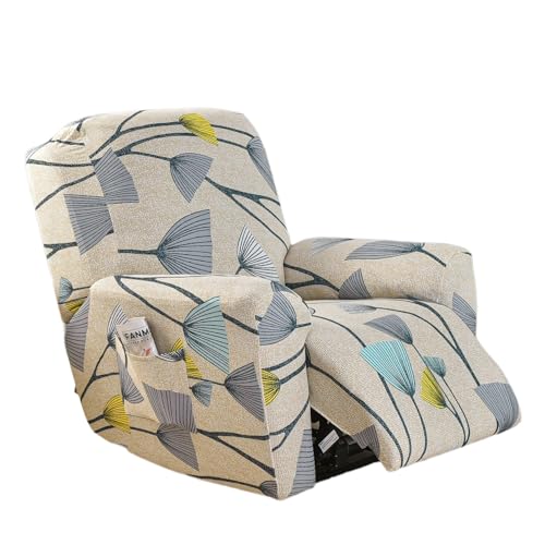 Ebeta Housse de Fauteuil Relax Doux Extensible, 4 Pièce Housse de Canapé Antidérapante avec Poche Latérale, Protege de Meubles Lavable Housse de Fauteuil à Oreilles...