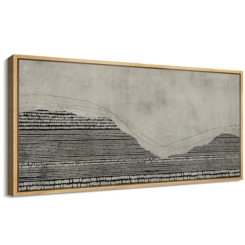 SIGNFORD Extra Large Framed Canvas Print Wall Art Monochrome Textures The Elegance of Lines Illustrations Modern Art Relax/Calm Warm for Living Room, Bedroom, Office - 60'x30'