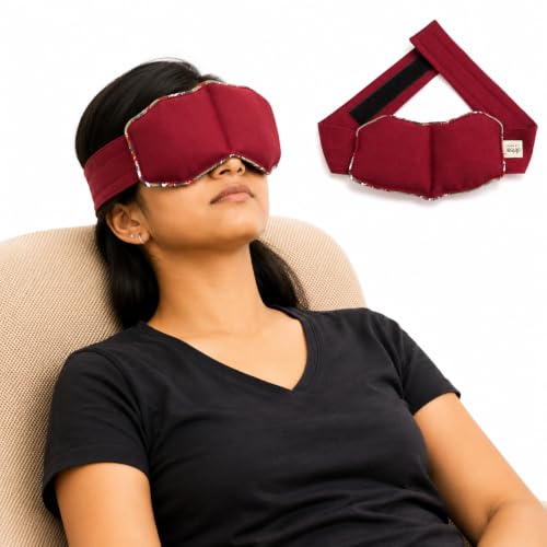 Image of Eye Mask for Dark Circles Handmade Hot & Cold Therapy Pack with Adjustable Strap Microwaveable Reusable Cotton Mask for Headache, Migraine, Eye Strain & Stress Relief Chemical-Free