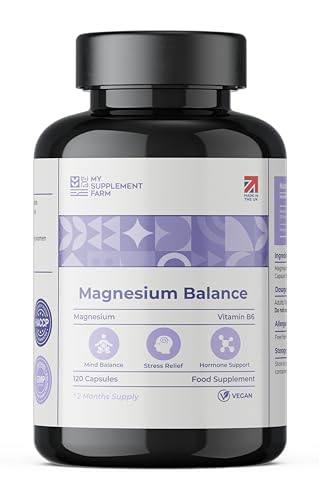 Magnesium Glycinate | Vitamin B6 | 200mg - 120 Capsules & 2 Month Supply | Chelated Absorption | Support Energy Metabolism | Made in UK | Non GMO | Vegan | Gluten Free