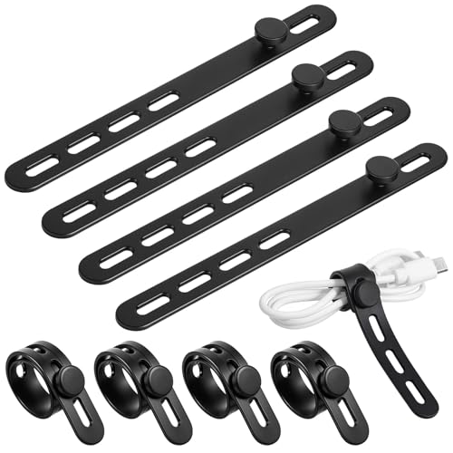 Ymapinc - Lot de 10 serre-câbles en silicone - Réglables - Réutilisables - Organisateur de câbles multifonction - En silicone noir - Pour bureau, cuisine, école