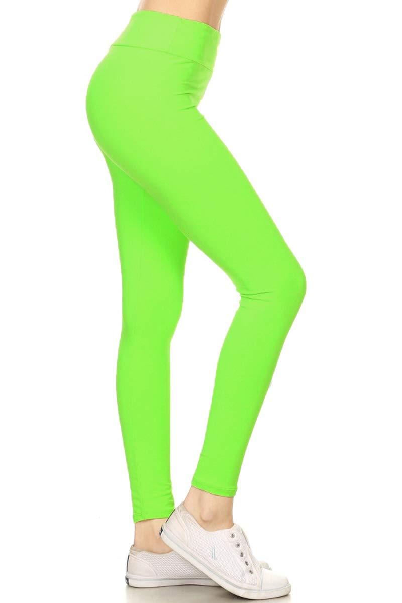 Leggings Depot Women's High Waisted No-Roll Leggings, 3" Waistband