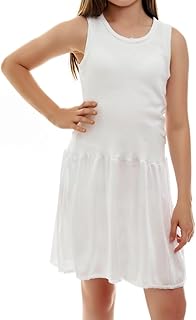 Valair Sleeveless Full Slip for Girls-Option of Inserted Bra-Cling-Free-100% Cotton Cami Tank Top 100%