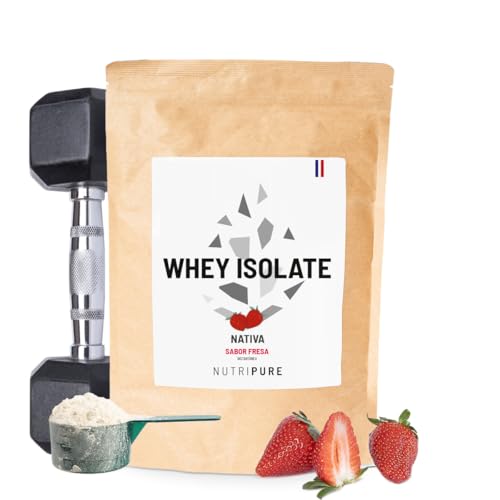 Nutripure | Whey Isolate Nativa | Aislado de Suero Nativo en Polvo | Fresa | Suplemento Alimenticio a Base de Proteínas de Leche | Desarrollo Muscular | 85% Proteínas, 19% BCAA, 40% EAA | 750g | FR
