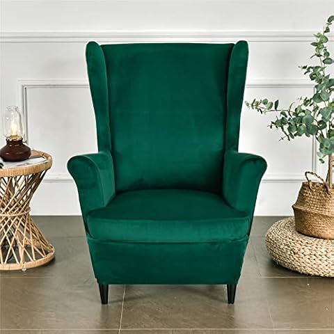 MINGPINHUIUS Velvet Wing Chair Slipcover Set Cover